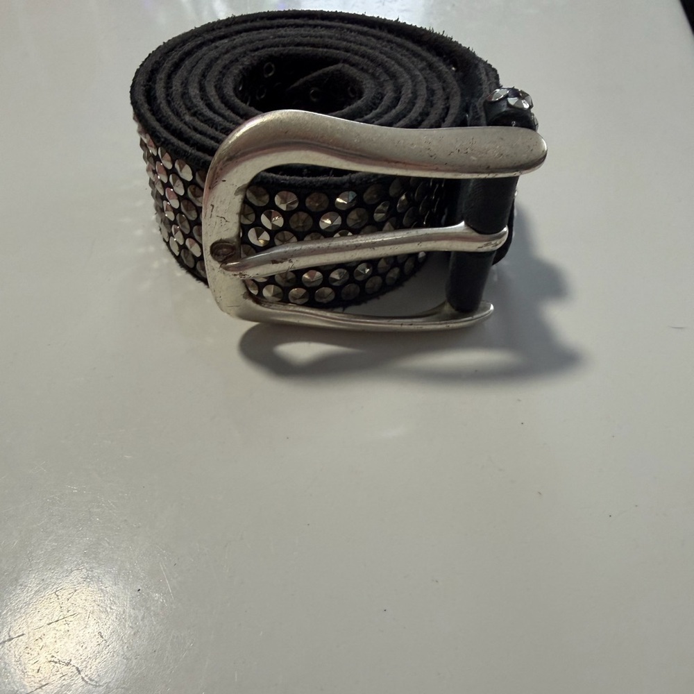 b.belt Handmade Studded Leather Belt Black & Silver Made in Germany S 100 L/XL